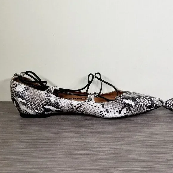 Halogen Owen Ghillie Flat. Snakeskin Black & White Print, Womens Size 9.5 M - Picture 7 of 12